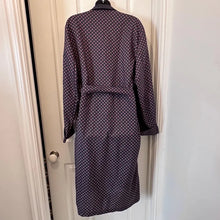 Vintage SmartEx Navy Patterned Robe | Unisex Smoking Jacket Style Dressing Gown | 80s Lounge Wear