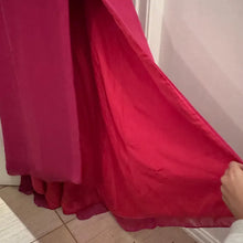 Vintage Hot Pink Rhinestone Cutout Evening Gown Maxi Dress Glam Prom Dress