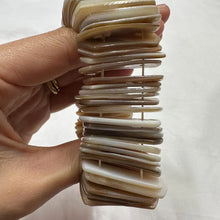 Vintage Mother of Pearl Stretch Bracelet | Natural Shell Tile Bracelet | Neutral Statement Jewelry