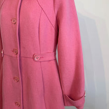 Vintage Pink Wool Blend Swing Coat | Peter Pan Collar, Fitted Waist, A-Line Silhouette