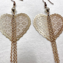 Gold Filigree Heart Chain Tassel Earrings – Vintage Lace Statement Drops