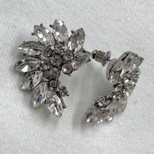 Vintage Crystal Cluster Stud Earrings – Silver Rhinestone Statement