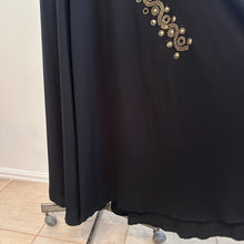 Black Gold Rhinestone Maxi Dress, Long Sleeve Deep V Neck Evening Gown, Diagonal Embellished Formal Dress, Elegant Statement Party Wear