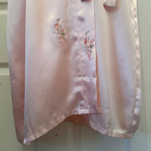 Vintage Pink Satin Floral Embroidered Robe | Romantic Silky Night Gown | Coquette Boudoir Dressing Gown