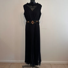 Mary Charmaine Black Pleated Jumpsuit, Embellished Waist, Sheer Wide Leg Trousers