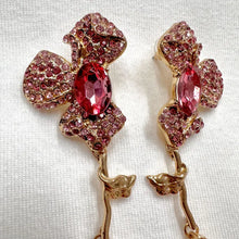 Vintage Pink Crystal Floral Drop Earrings