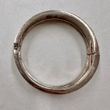 Vintage Silver Glitter Hinged Bangle | Sparkly Statement Bracelet | Silver Tone Clamper Cuff | Retro Jewelry