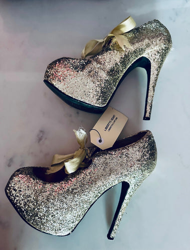 Gold Glitter Platform Heels