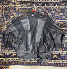 Vintage 80s Black Leather Jacket - Leopard Panel Detail