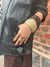 Vintage 80s Black Leather Jacket - Leopard Panel Detail