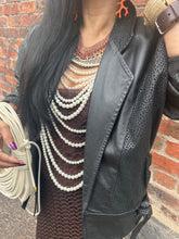 Vintage 80s Black Leather Jacket - Leopard Panel Detail