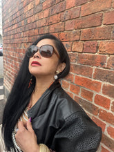 Vintage 80s Black Leather Jacket - Leopard Panel Detail
