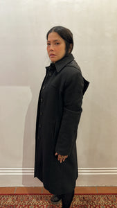 Y2k Black Wool Hooded Coat