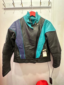 80s Asymmetric Zip Leather Moto Jacket
