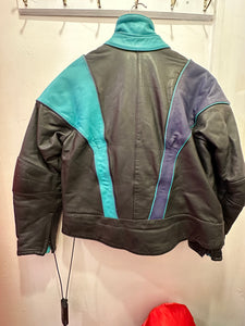 80s Asymmetric Zip Leather Moto Jacket