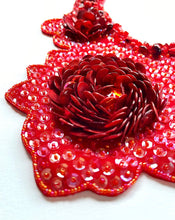 Red Intricate Flower Beaded Necklace