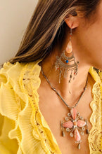 Peruvian rose quartz necklace and earrings pendant sets