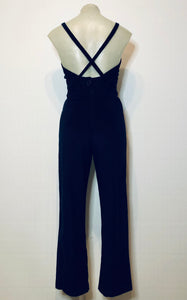 Exclusive to Liberty’s Heart - Midnight blue criss-cross straps corduroy jumpsuit