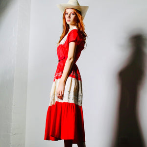 1950s Red Shirtwaist Dress