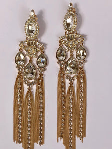 Gold Diamond Chandelier Dangled Earrings