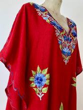 Flamenco red floral embroidered kaftan - Exclusive to Liberty's Heart