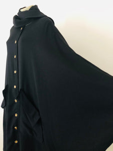 Black fringe scarf wool cape