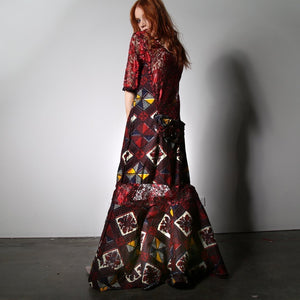 Vintage Lace African Print Floor Length Dress