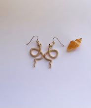 Gold little snake earrings