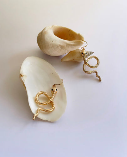 Gold little snake earrings