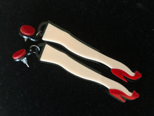 Legs red heel novelty earrings