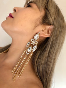 Gold Diamond Chandelier Dangled Earrings
