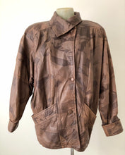 Brown 80s patchwork batwing leather jacket