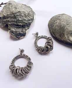Silver Multi Rings Earrings