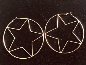 Gold Oversized Star Hoop Statement Earrings