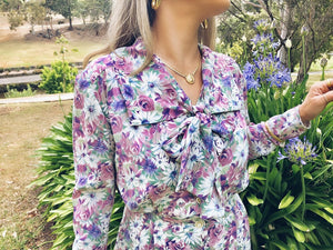 Lilac pussy-bow shirt dress