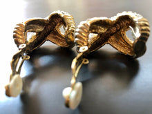 Gold diamante interlocking clip earrings