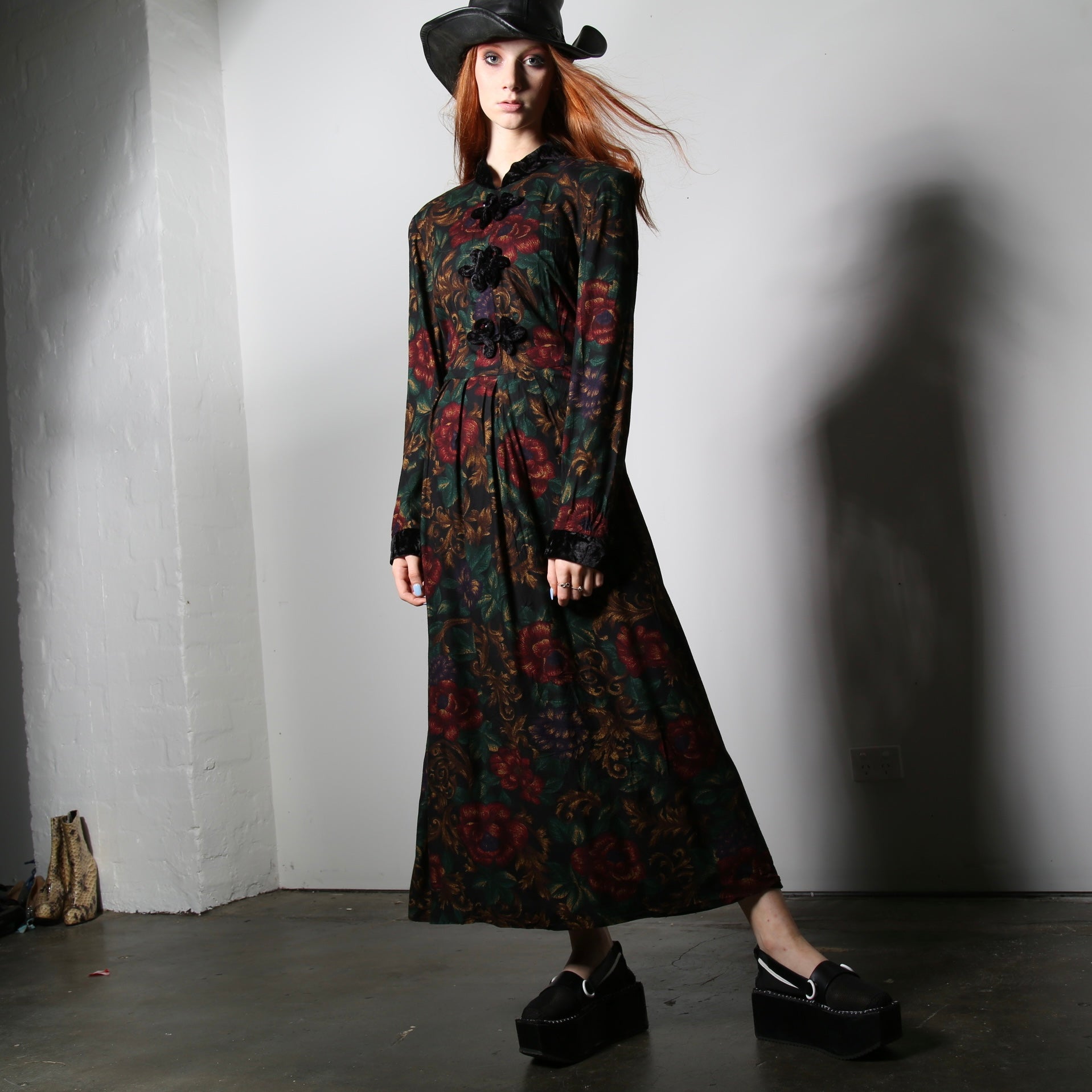 80s Baroque Pattern Long Sleeve Dress Liberty's Heart 80s Baroque Pattern Long Sleeve Dress Liberty's Heart