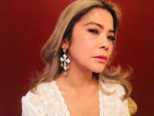 White enamel cross earrings