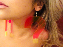 Neon Pink Acrylic Question Mark Novelty Earrings
