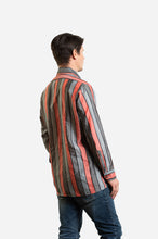 70s Silver Grey Peach Stripe Long Sleeve Shirt