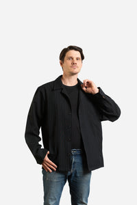 Vintage Pinstripe Long Sleeve Shirt Jacket