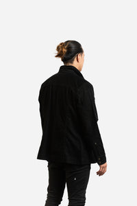 90s Black Corduroy Shirt Jacket